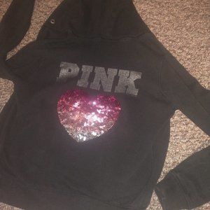 Victoria's secret PINK zip hoodie sequin heart back detail